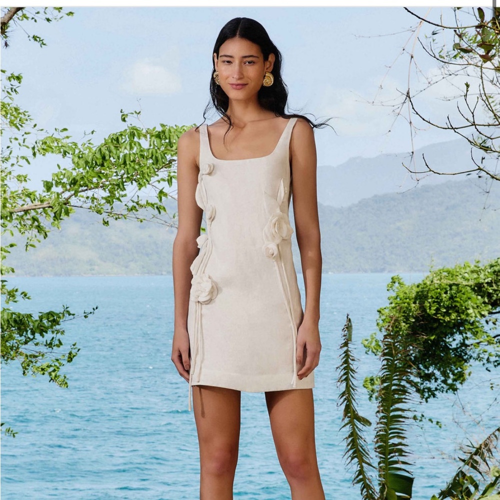 Off-White Sleeveless Euroflax™ Premium Linen Mini Dress